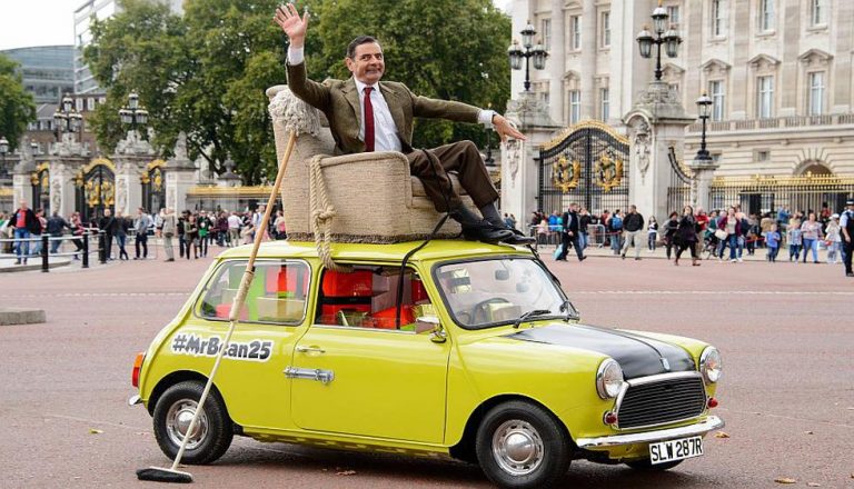 Mr. Bean celebrates his 25th birthday on his Mini 1000